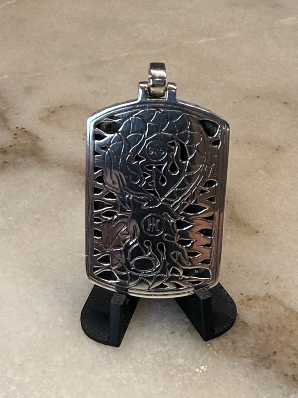 John Hardy Dragon Dog Tag Pendant Sterling Silver 925 - Picture 3 of 6